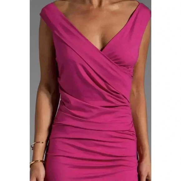 DVF Bentley Dress Jersey S 4 6 Ruched Bodycon Peony Midi Cocktail $285 Revolve - Picture 5 of 10